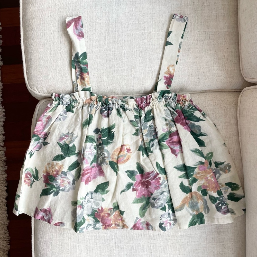 Tach Clothing Lara Linen Floral Cropped Top Size Large